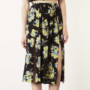TOPSHOP Dark Floral Midi Skirt
